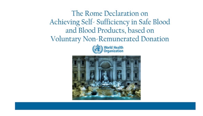 Forum ad alto livello “Autosufficienza in materia di sangue ed emoderivati sicuri, basata sulla donazione di sangue volontaria non remunerata